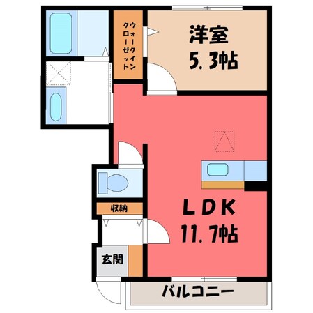 小山駅 徒歩22分 1階の物件間取画像